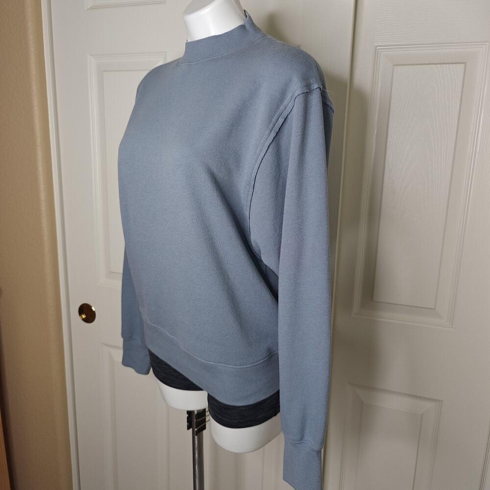 ALO Yoga Freestyle Slate Blue Mock Neck Sweatshirt sz S - Picture 4 of 12